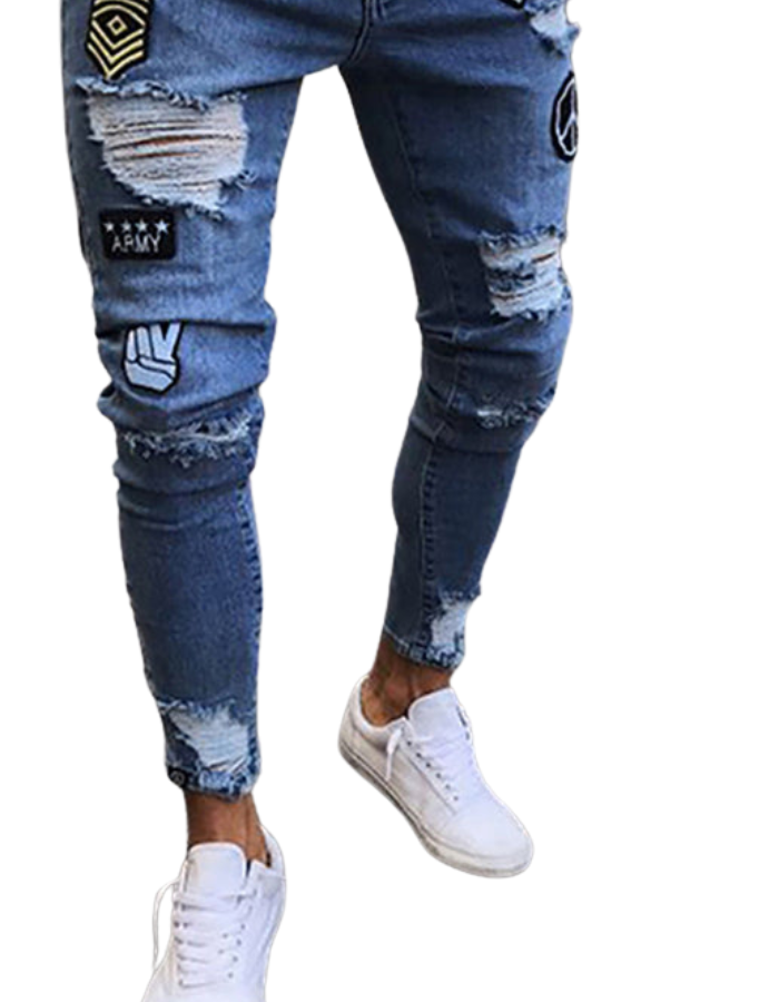 SHOPIQAT Men's Fashion Frayed Slim Fit Long Jeans - Premium from shopiqat - Just $11.250! Shop now at shopiqat